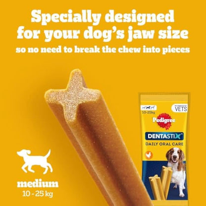 Pedigree DentaStix - Daily Dental chews for medium Dogs (10-25 kg) , 28 Pedigree Dentastix sticks (Pack of 4)