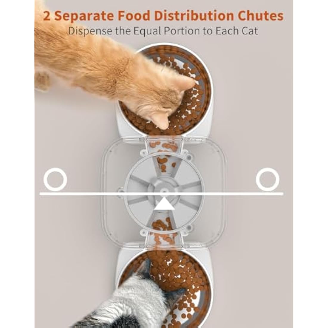 HoneyGuaridan Automatic Cat Feeders for 2 Cats, 3.5L Cat Food Dispenser with Double Bowls,Two Way Splitter Cat Feeder for Dry Food,Programmable 1-6 Meals Control, Dual Power Supply
