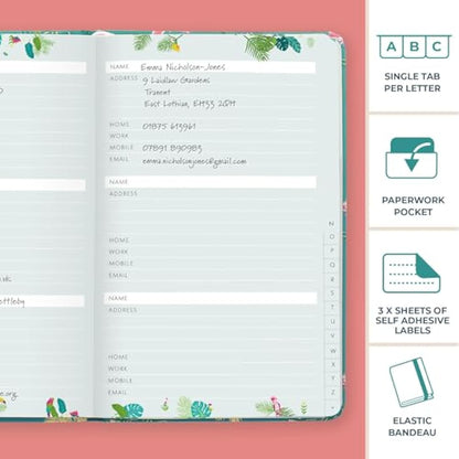 Boxclever Press Small Address Book with 432 Spaces. Address Books with Alphabet Index hardback, Pocket & Change of Address Labels. Perfect Gifts for Women 21 x 13 cm