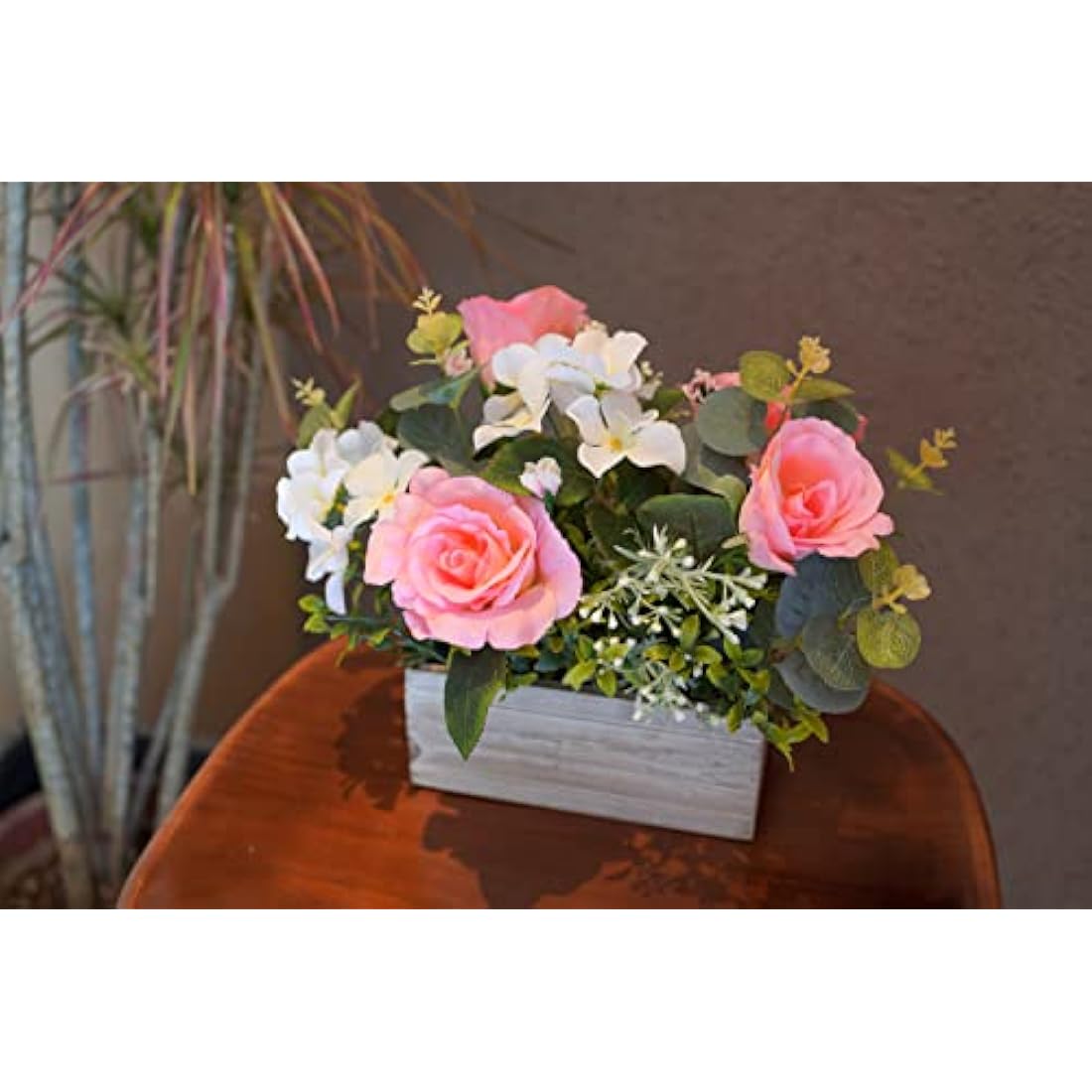 Mr.Bom Artificial Flowers Plants Fake Pink Roses Hydrangeas Floral Arrangements in Pots for Home Wedding Table Centerpieces Indoor Outdoor Decoration