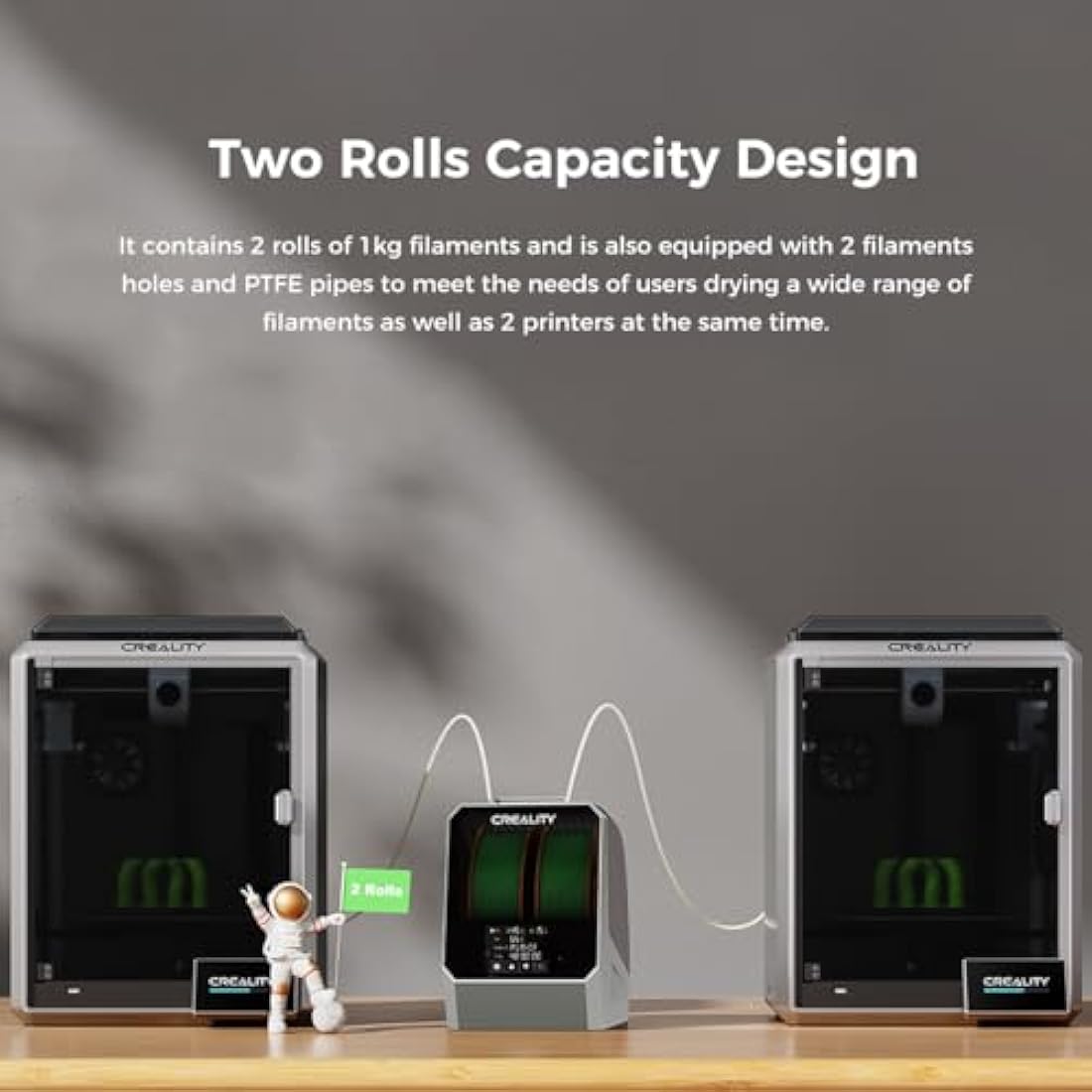 Creality Official Space Pi Filament Dryer Plus, 2 Rolls 3D Printer Filament Dryer Box 360° Hot-Air Heating with Fan, Upgraded Filament Dehydrator Storage Box for 1.75/2.85mm PLA PETG ABS TPU Material