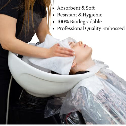 RELMOS Disposable Biodegradable White Embossed Salons Hairdressing Towels. Salon, Barbershop, Hairdressing, Hairdressers, Spa Use Pack of 600