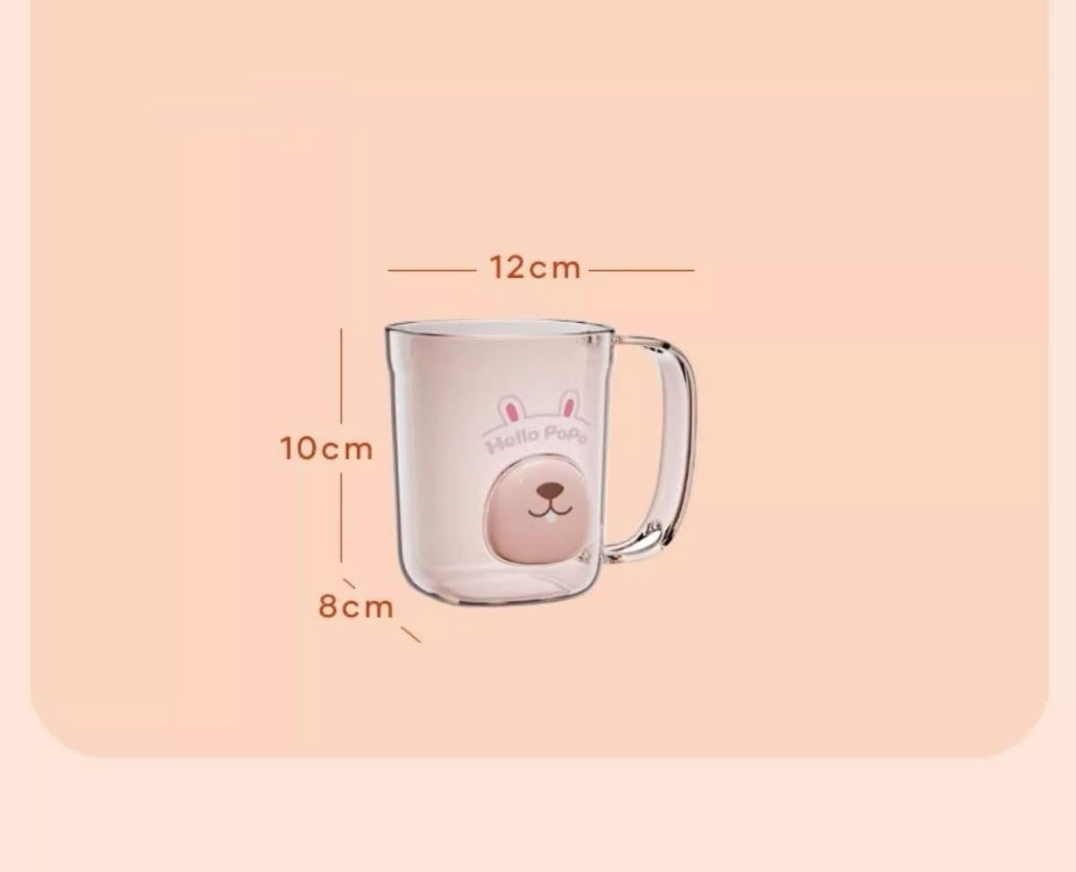 Household Simple Toothbrush Cup, Transparent Mouthwash washing Cup Cartoon Toothbrush holders Unbreakable Bathroom Tumbler Cup with Handle (Yellow)