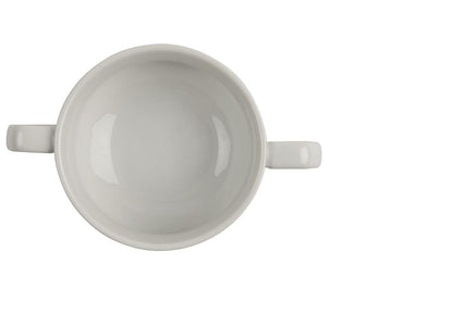 Olympia Athena Hotelware Stacking White Handled Soup Bowls 290ml / 10 1/4 ounce, Pack of 12, Diameter: 107mm / 4 1/4 inch, Chip Resistant Porcelain,