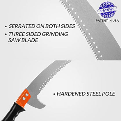 Walensee Pole Saws for Tree Trimming 235cm Lightweight Manual Stainless Steel Extension High Pole Pruning Pole Saw with Blade for Trimmer Branches Pole Cutter and Pruner at Forestry Yard Garden Patio