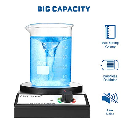 ANZESER Magnetic Stirrer Magnetic Mixer 3500 RPM with Stir Bar Max Stirring Capacity 3000mL (UK PLUG)