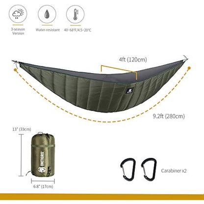 OneTigris Night Protector Ultralight Hammock Underquilt, Full Length Camping Quilt for Hammocks Warm 3-4 Seasons, Weighs only 800g, Great for Camping Hiking Backpacking Traveling Beach