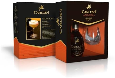 Carlos I, Brandy Solera Gran Reserva 1 Litre Bottle and Brandy Glass, Gift Pack