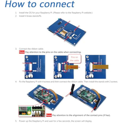 FREENOVE 7 Inch Touchscreen Monitor for Raspberry Pi 5 4 B 3 B+ A+, 800x480 Pixel IPS Display, 5-Point Touch Capacitive Screen, Driver-Free MIPI DSI Port