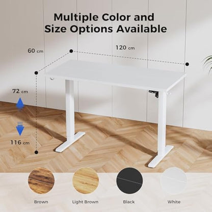 Agilestic Electric Standing Desk, 120 x 60 cm Height Adjustable Sit Stand Desk with Splice Board and Memory Smart Pannel, Home Office Desk, White
