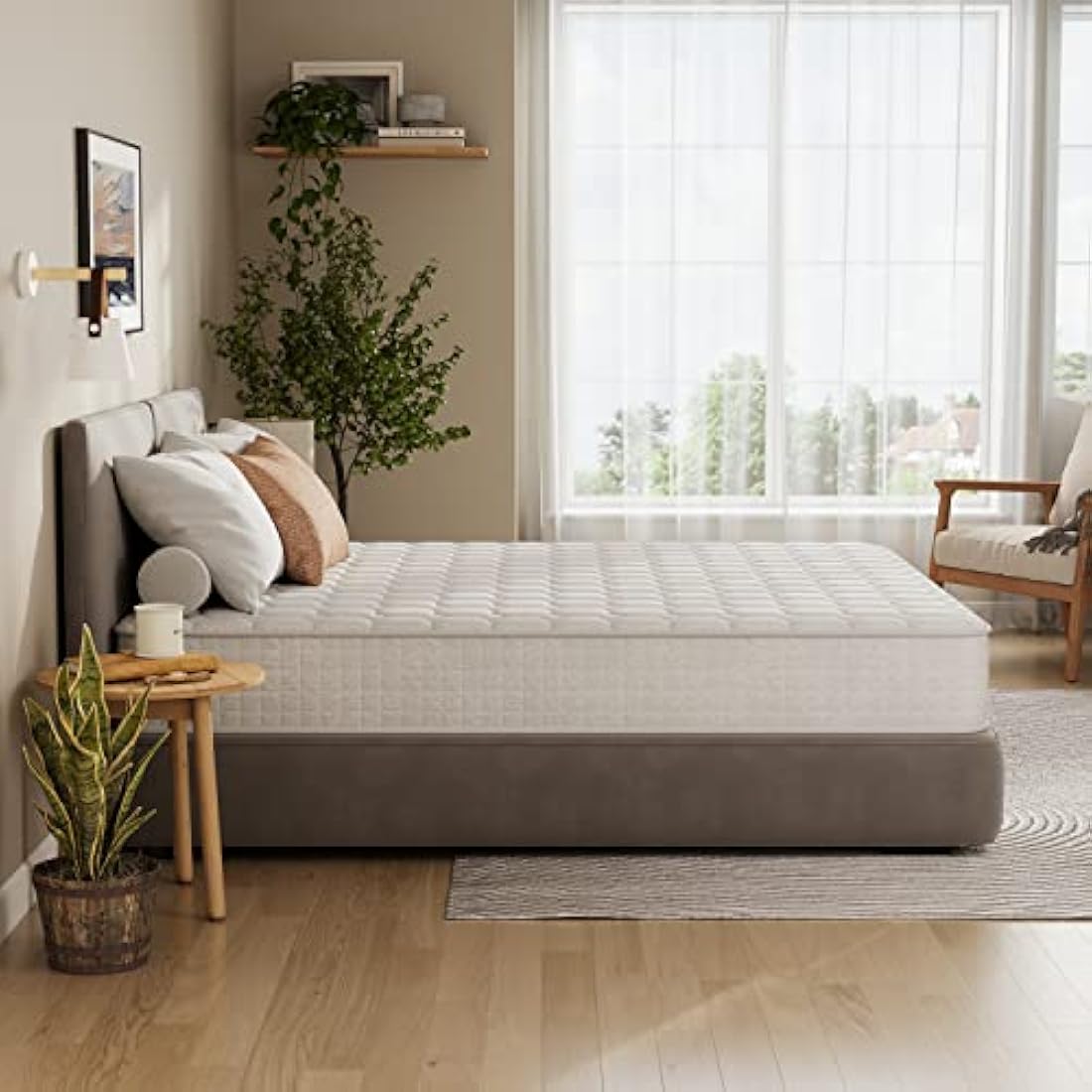 Vesgantti European Single Mattress 90x200cm - 10 Inch Hybrid Mattress with Breathable Memory Foam and Individually Pocket Spring - Medium Firm, White