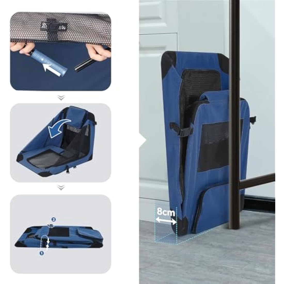 Reerooh Dog Carrier Cat Carrier Bag, Foldable Fabric Car Dog Travel Crate, Portable Soft Pet Carrier for Transport, Breathable Puppy Carrier for Large Dogs with Cushion & Dog Bowls