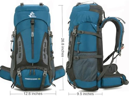 Bseash 60L Waterproof Lightweight Hiking Backpack with Rain Cover,Outdoor Sport Travel Daypack for Climbing Camping Touring