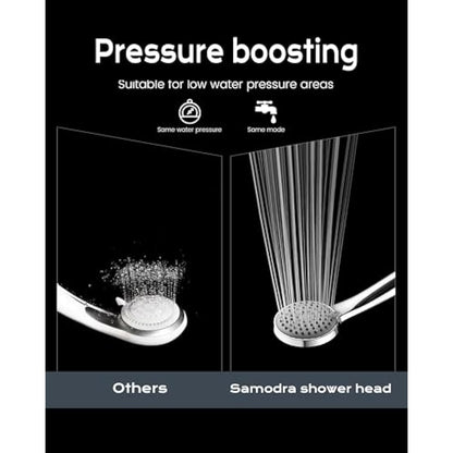 SAMODRA Shower Head,Low Water Pressure Boosting Handheld Shower Head High Pressure Water Saving 3 Powerful Spray Settings for Bathroom – Chrome