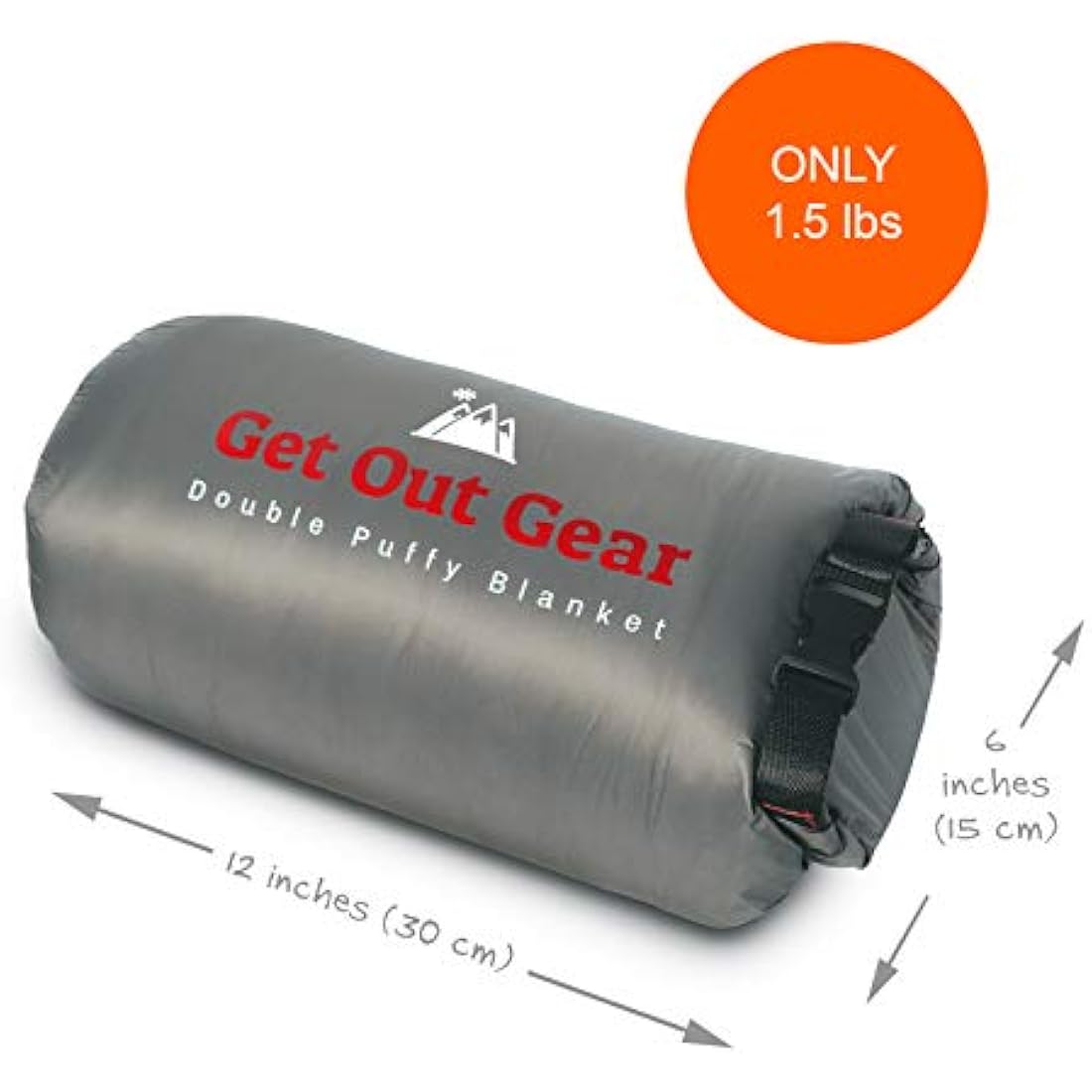 Get Out Gear Double Puffy Camping Blanket - Extra Puffy, Packable, Lightweight and Warm | Ideal for Outdoors, Travel, Stadium, Festivals, Beach, Hammock | Water-Resistant Camp Quilt (Olive/Orange)