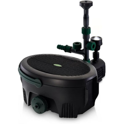 Blagdon Inpond 5-in-1 6000 Easy Care Clean Pond Solution, 26.5w Pond Pump & Filter with UV Clarifier for Algae Control and Clear Water, LED Light, 3 Fountain Heads, for Ponds Up to 6,000L, Black