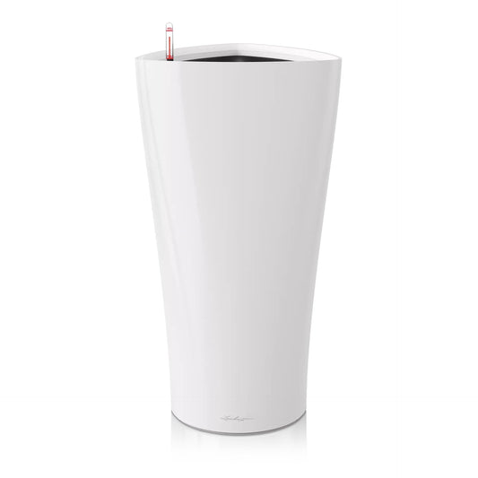 Lechuza Self Watering Plant Pot DELTA 30 Garden Flower Indoor and Outdoor Tall Plastic Planter with Drainage Hole D30 H56 cm White High-Gloss