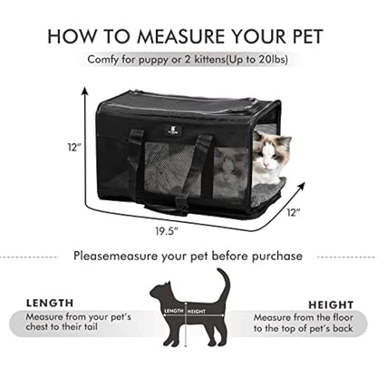 X-ZONE PET Airline Approved Soft-Sided Pet Travel Carrier for Dogs and Cats (Large, Black)