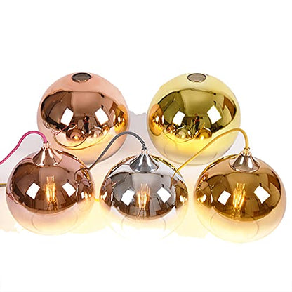 MZStech Spherical Gradient Color Glass Pendant Light Modern Glass Globe Lamp Chandelier Hanging Light (Rose Gold, 20cm)