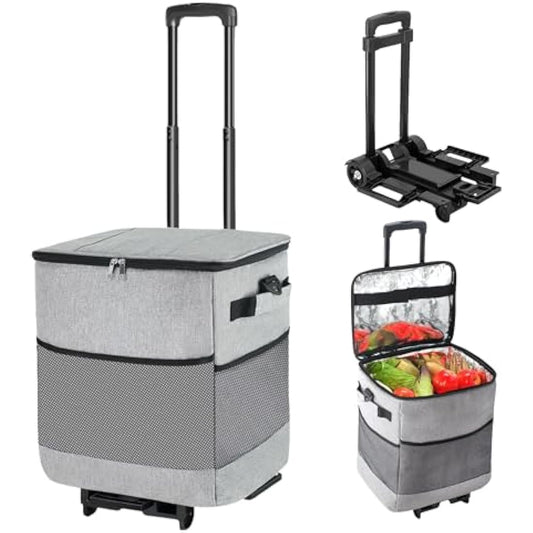 ZHJINGYU 60-Can/40L Rolling Cooler, 3-in-1 Insulated Cooler Bag, Adjustable Handle & Wheels, 40L Cooler Box with All Terrain Trolley, Leakproof for Picnic Camping Beach Fishing