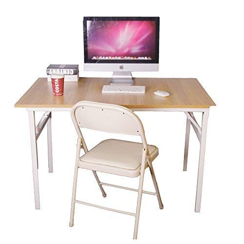 sogesfurniture Folding Table Office Study Writing Desk Computer PC Laptop Table Workstation Dining Gaming Table, No Install Needed, 100x60x75cm