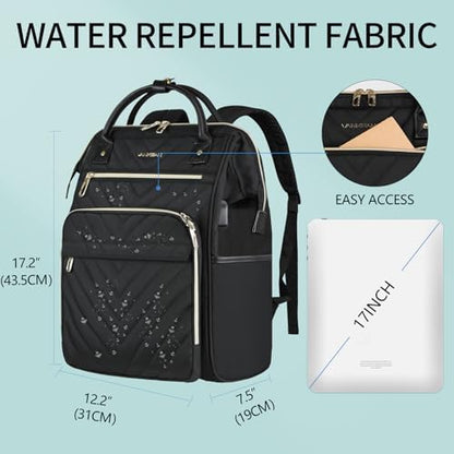 VANKEAN Laptop Backpack for Women Men 17.3 Inch Stylish Computer Work Backpack, Waterproof College Daypack Backpacks with USB Port & RFID Blocking, Business Travel Backpack