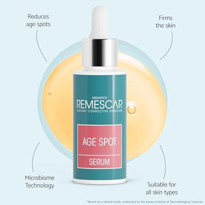 Remescar Age Spot Serum 30ml - Dark Spot Correcting Serum - Clinically Proven Age Spot Remover with Bakuchiol, Tranexamic Acid and Anti-Melanogenic Sugars - Hyperpigmentation Cream