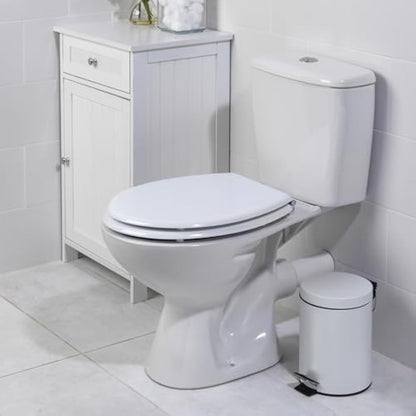 Beldray Toilet Seat - O Shaped White Tongue & Groove Wooden Cover, 18 Inch 36 x 42.8 cm, Fits Most Standard Sized Toilets, Stainless Steel Hinges, Simple Fitting, Quick Release For Easy Cleaning