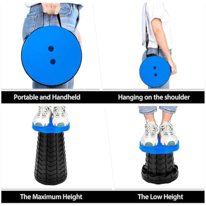 Small Collapsible Stool for Adult Camping - Max Load Capacity 396 LBs/180 KG - LUXJET Portable Folding Stool for Hiking, Fishing, Travel, BBQ, Kitchen (Blue)