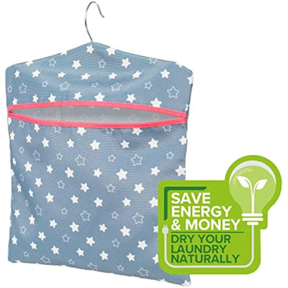 Kleeneze KL081599EU7 Star Print Peg Bag - Hang on Line, Peg Organisation, Easy Hanging Hook for Storage, Holds up to 50 Pegs, Reusable, Indoor/Outdoor Use, Clothes Peg Bag, 33 x 30 cm