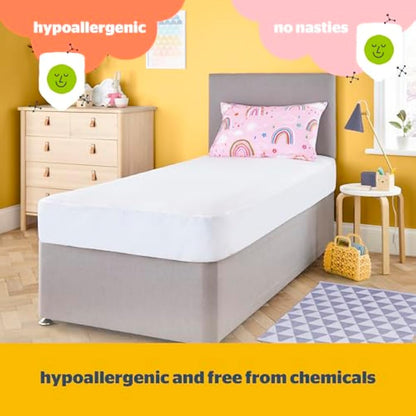 Silentnight Healthy Growth Waterproof Mattress Protector - Deep 30cm Quiet Waterproof Mattress Pad with Fitted Skirt and Soft Touch Cover - Hypoallergenic, Single, White