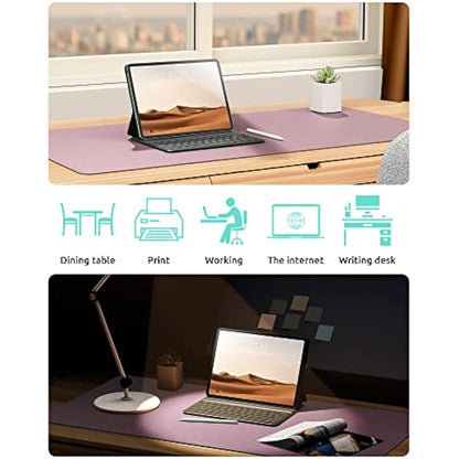 YSAGi Leather Desk Mat, Large Mouse Mat, Non-Slip Desk Pad, Waterproof PU Leather Table Protector Writing Pad for Office and Home (60 x 35 cm, Pale Mauve)