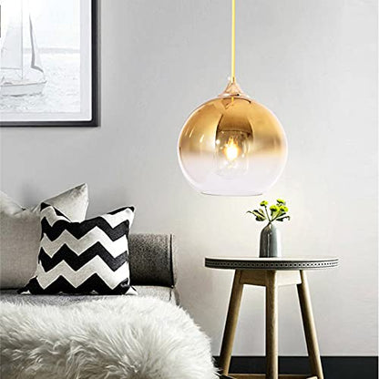 MZStech Spherical Gradient Color Glass Pendant Light Modern Glass Globe Lamp Chandelier Hanging Light (Gold, 30cm)
