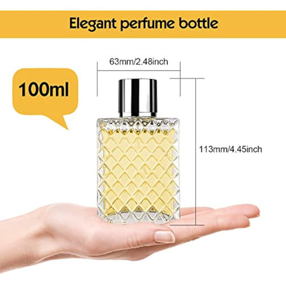 Ysimple 2 Pack 100ml Perfume Atomiser, Portable Clear Empty Glass Perfume Spray Bottles, Refillable Perfume Atomizer Large Cosmetic Fine Mist Atomizer for Travel(Silver)