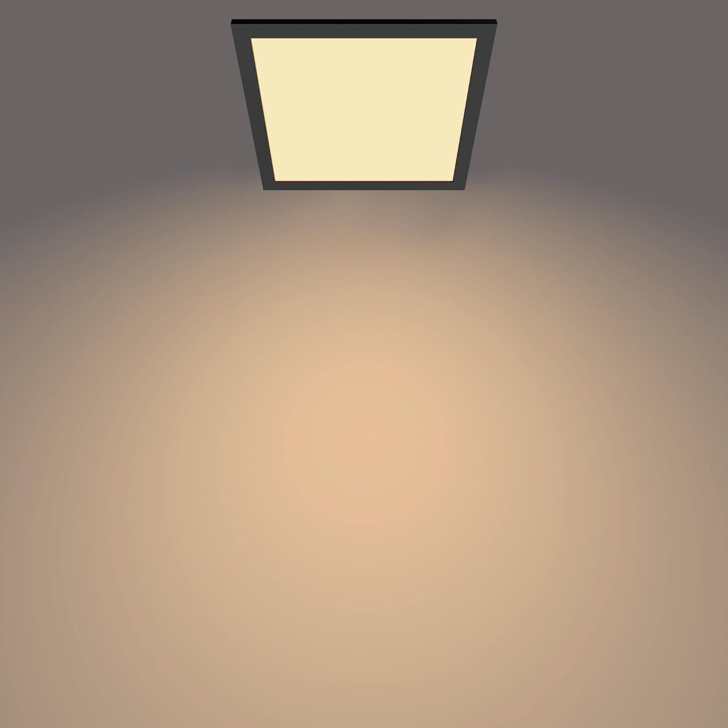 Philips LED Panel Square Ceiling Light SceneSwitch Dimmable 2700K 12W [Warm White - Black]. for Indoor Lighting, Livingroom and Bedroom