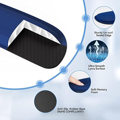 TECKNET Wrist Rest Mat, Keyboard and Mouse Wrist Support Pad Set, Comfortable Memory Foam Mouse Mat with Wrist Cushion Support, Anti-Slip Ergonomic Mouse Pad for Computer Laptop Working Gaming