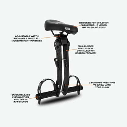 Kids Ride Shotgun - Child Bike Seats & Handlebar Combos - Front Mounted, For children aged 2~5 years, Fits Most Adult Modern Mountain Bikes, Adjustable for Comfort