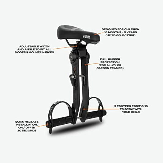 Kids Ride Shotgun - Child Bike Seats & Handlebar Combos - Front Mounted, For children aged 2~5 years, Fits Most Adult Modern Mountain Bikes, Adjustable for Comfort