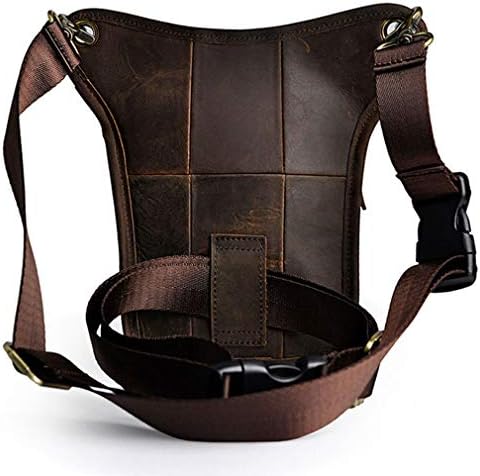 Xieben Leather Drop Leg Bag for Men Women Motorcycle Bike Riding Cycling Multi-Purpose Thigh Waist Fanny Pack Travel Hiking Sports Camping Pouch Deep Brown