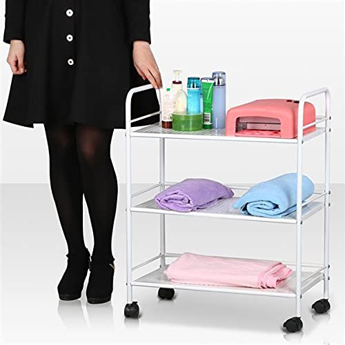 Yaheetech 3-Tier Storage Trolley Rolling Utility Cart on Wheels, White