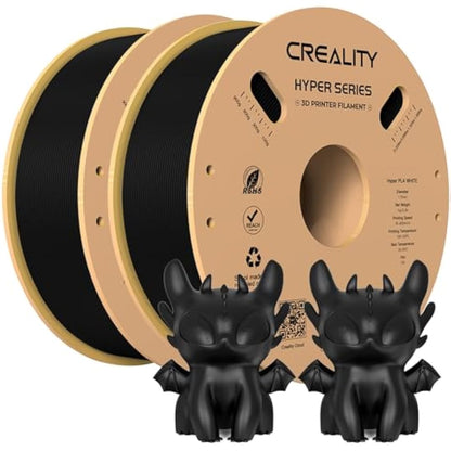 Official 3D Printer Filament Hyper PLA Filament, Creality PLA Filament for High-Speed Printing, Durable and Resistant, Overhang Performance Dimensional Accuracy +/-0.03mm, 2Kg (Black+Black)