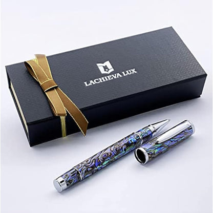 LACHIEVA LUX Nice Stunning Sea Shell Abalone Rollerball Pen with German-made Refill, Luxury Pen Gift for Woman, Man, Professional for Writing