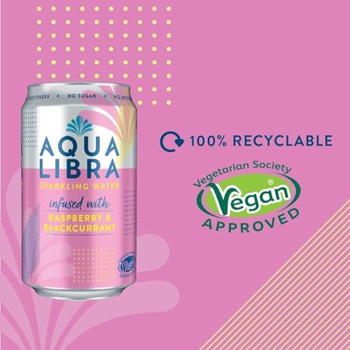 AQUA LIBRA Raspberry & Blackcurrant 330ML, Pack of 12