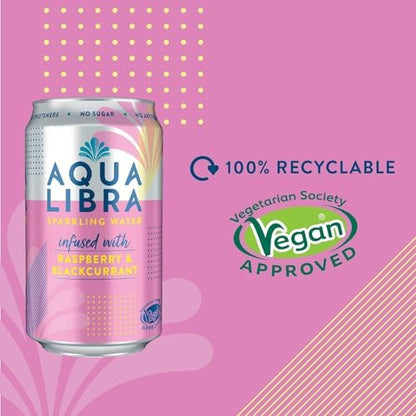 AQUA LIBRA Raspberry & Blackcurrant 330ML, Pack of 12