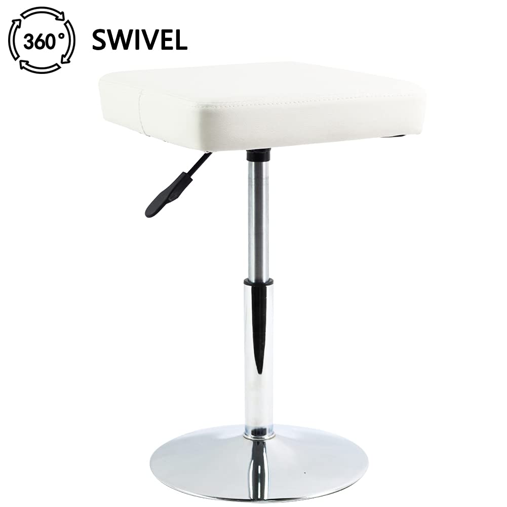 FURWOO PU Leather Square Cutting Stool Height Adjustable Swivel Workshop Barber Shop Beauty Spa Drafting Tattoo Work Stool Short Task Chair