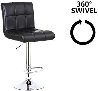 KKTONER Bar Stool PU Leather with Backrest Height Adjustable Swivel Pub Chair Home Kitchen Bar stools Black