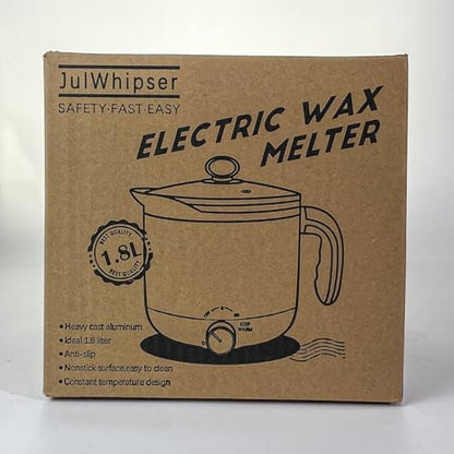 JULWHISPER Electric Wax Melting Pot, 1.8L Wax Melter for Candle Making Pouring Pot with Spout for Soap Making Pouring Pitcher Non-Stick Easy to Clean