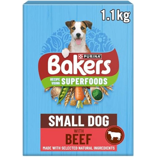 Bakers Small Dry Dog Food Beef & Veg, 1.1kg