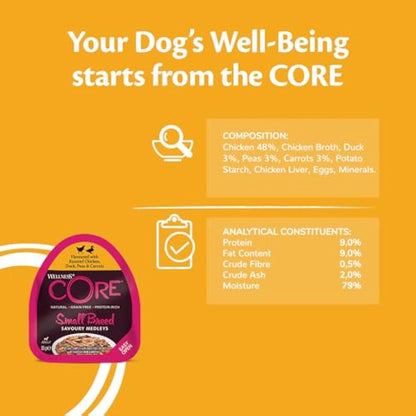 Wellness CORE Small Breed Savoury Medleys, Wet Dog Food Small Dogs, Dog Food Wet Smaller Breed, Grain Free, High Meat Content, Butcher Selection Mix, 6 X 85 G