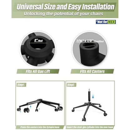 Sytopia Office Chair Base Replacement 24'' - Office Chair Base with Reinforced Metal Legs 2600lbs, Bottom Part Universal Fit for Universal Gas Cylinder & Casters – Matte Black